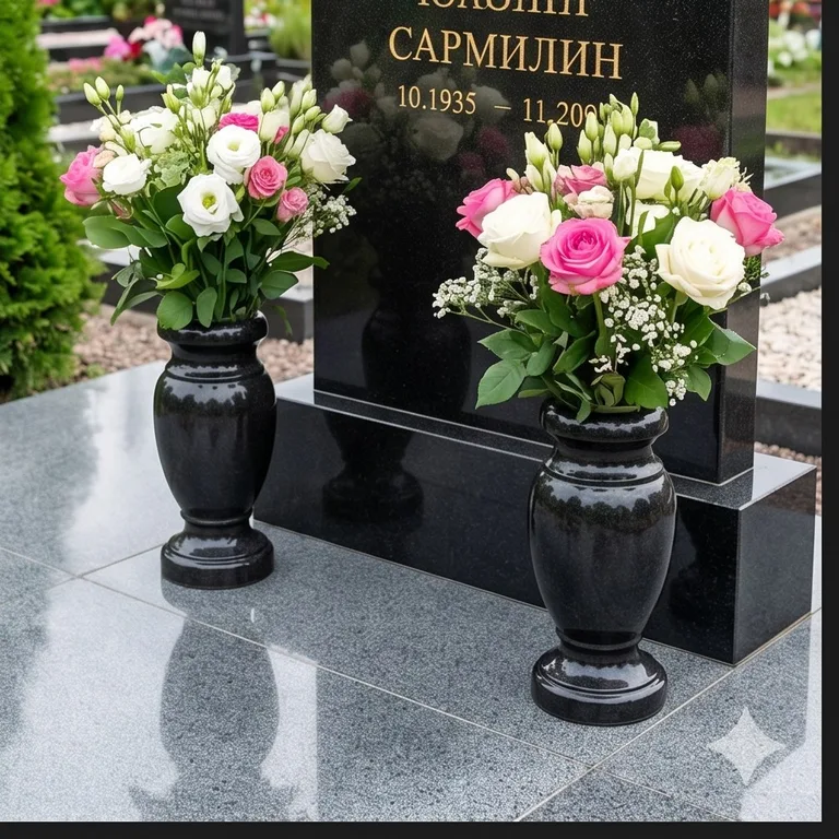 Гранитные вазы для цветов на участке в Ижевске