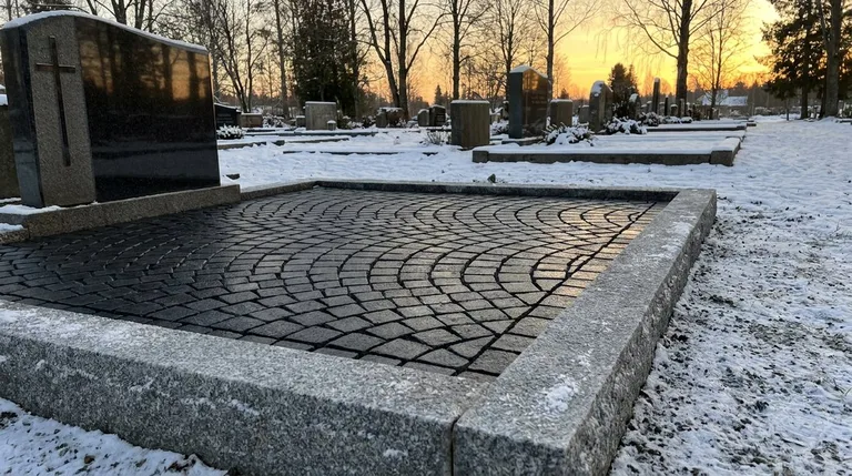 Гранитная брусчатка на могильном участке, образец ПМ005 в Ижевске