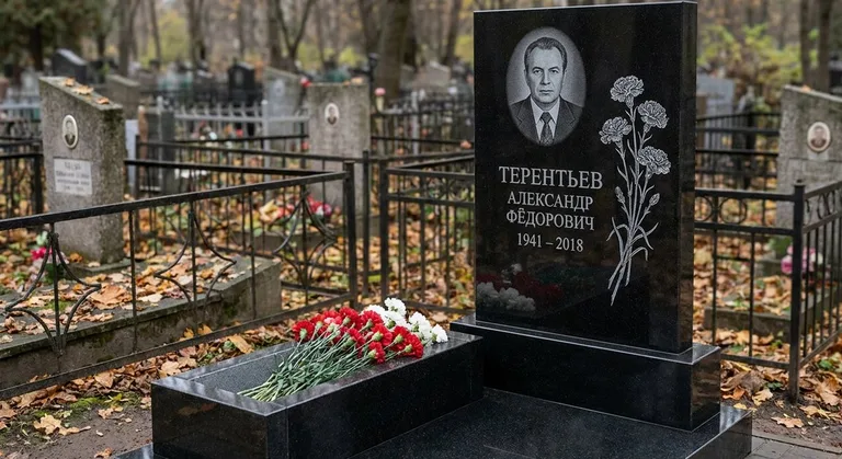 Памятник с гравировкой гвоздик — выполненная работа «Терентьев» в Ижевске