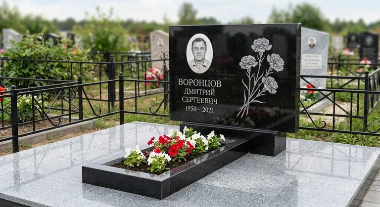 Памятник с гравировкой гвоздик — выполненная работа «Воронцов» в Ижевске