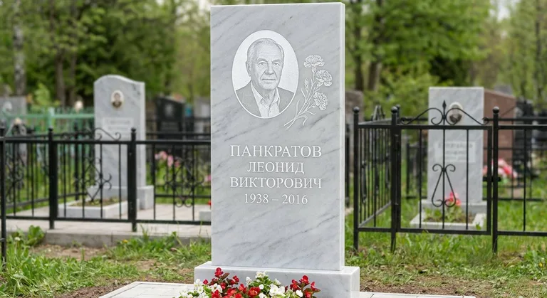 Памятник с гравировкой гвоздик — выполненная работа «Панкратов» в Ижевске