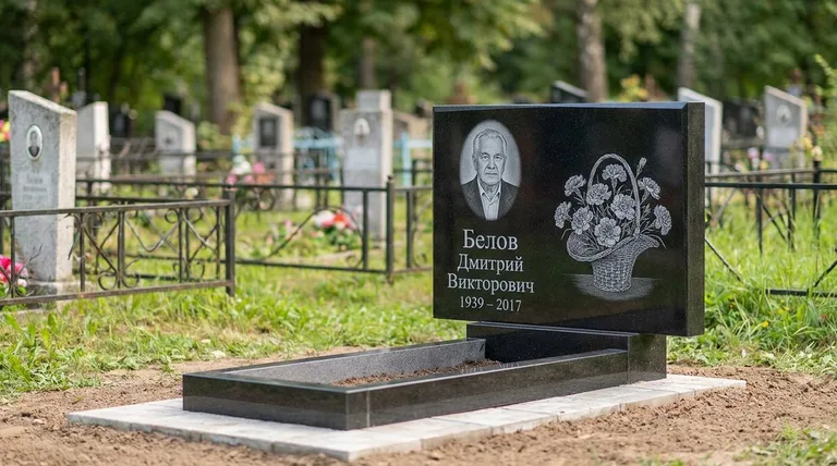 Памятник с гравировкой гвоздик — выполненная работа «Белов» в Ижевске
