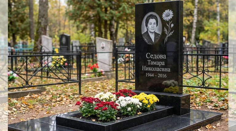 Памятник с гравировкой ромашек — выполненная работа «Седова» в Ижевске