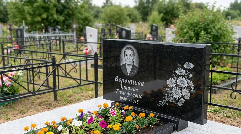 Памятник с гравировкой ромашек — выполненная работа «Воронцова» в Ижевске