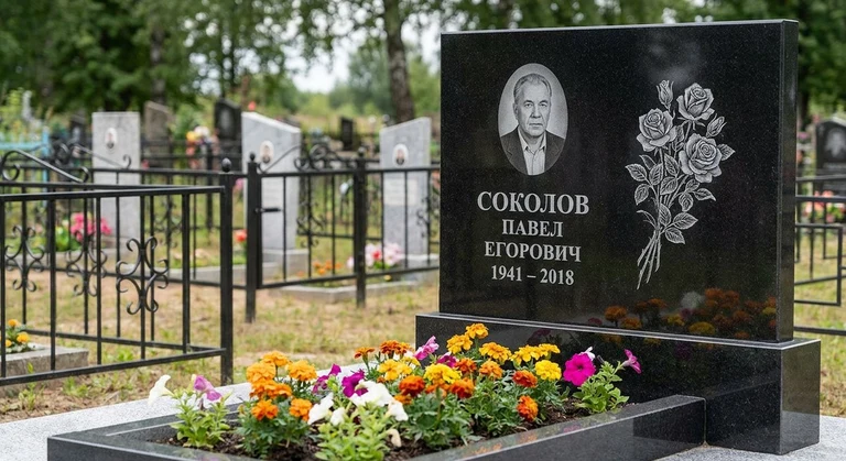 Гравировка роз на памятник в Ижевске — пример работы на граните