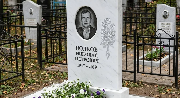 Памятник с гравировкой роз — выполненная работа «Волков» в Ижевске