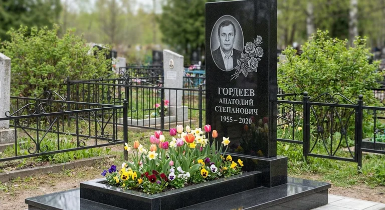 Памятник с гравировкой роз — выполненная работа «Гордеев» в Ижевске