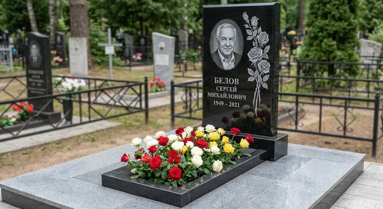 Памятник с гравировкой роз — выполненная работа «Белов» в Ижевске