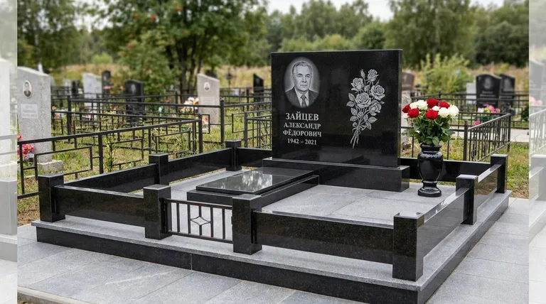 Памятник с гравировкой роз — выполненная работа «Зайцев» в Ижевске