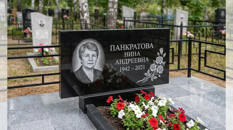 Памятник с гравировкой роз — выполненная работа «Панкратова» в Ижевске