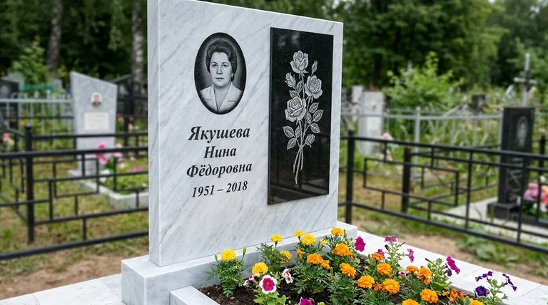 Памятник с гравировкой роз — выполненная работа «Якушева» в Ижевске