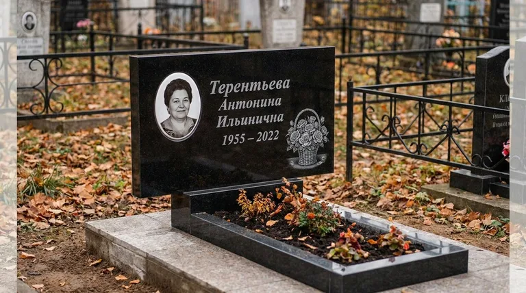 Памятник с гравировкой роз — выполненная работа «Терентьева» в Ижевске