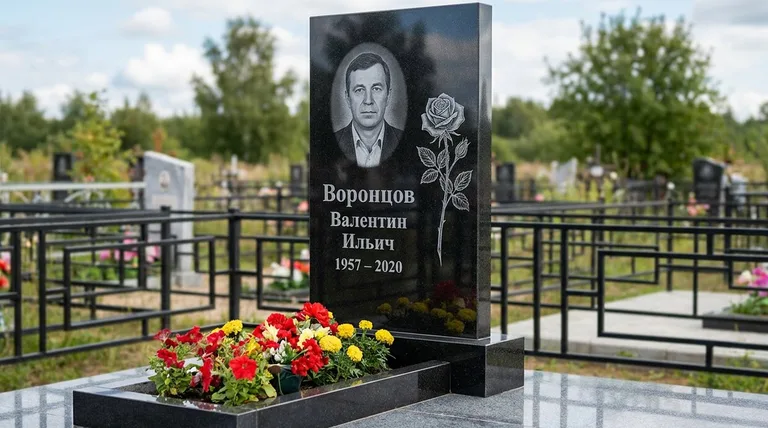 Памятник с гравировкой роз — выполненная работа «Воронцов» в Ижевске