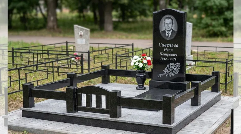 Памятник с гравировкой роз — выполненная работа «Савельев» в Ижевске