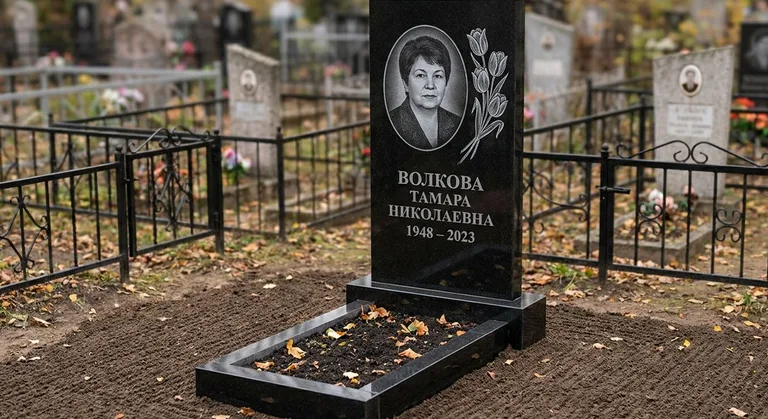Памятник с гравировкой тюльпанов — выполненная работа «Волкова» в Ижевске