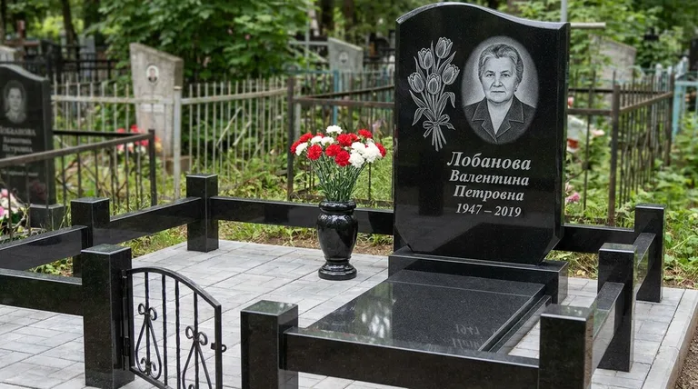 Памятник с гравировкой тюльпанов — выполненная работа «Лобанова» в Ижевске