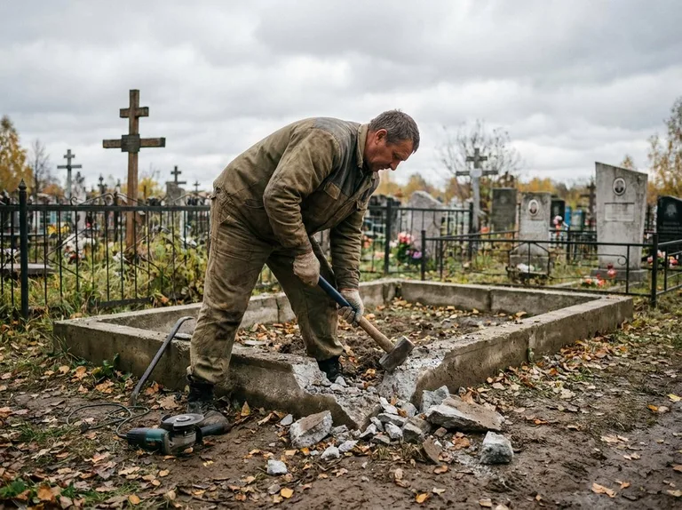 Демонтаж цветника на могиле в Ижевске