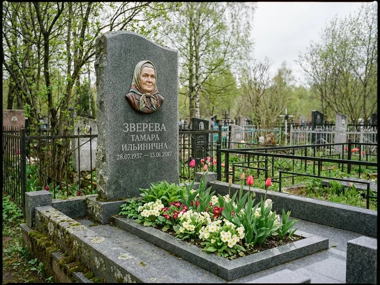 Керамический портрет на летнем кладбище в Ижевске