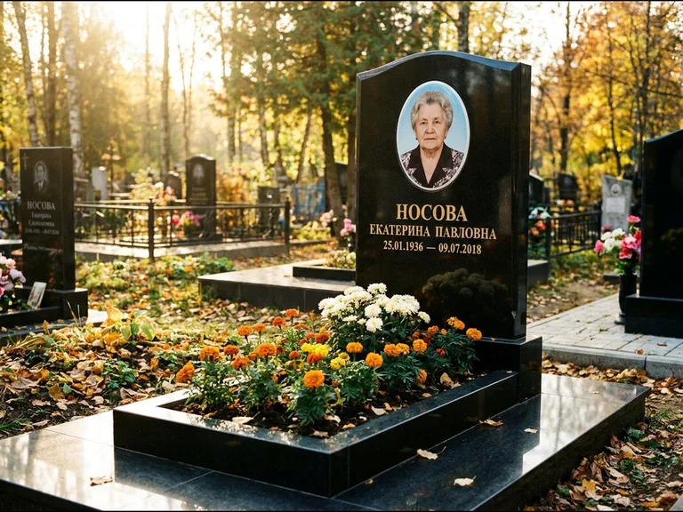 Керамический портрет мужчины на чёрном граните в Ижевске