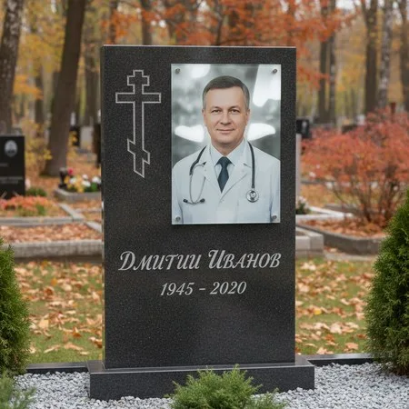 Портрет на стекле 180×240 мм на чёрной стеле в Ижевске