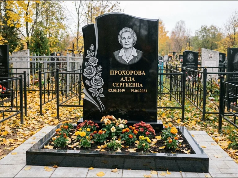 Гравировка портрета на чёрном граните — выполненная работа 20 в Ижевске