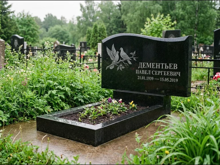 Памятник с гравировкой голубей — гравировка голубей, работа «Дементьев» в Ижевске
