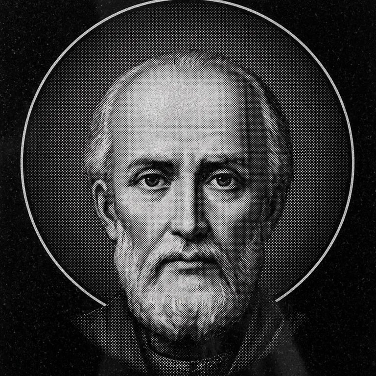 Эскиз иконы: Николай Чудотворец (полутон) — объёмный лик святителя, гравировка на памятник в Ижевске