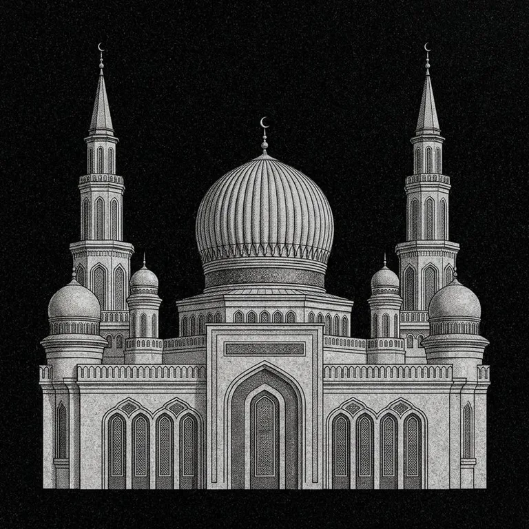 Эскиз: Соборная (фотореализм) — ребристый купол и минареты в Ижевске