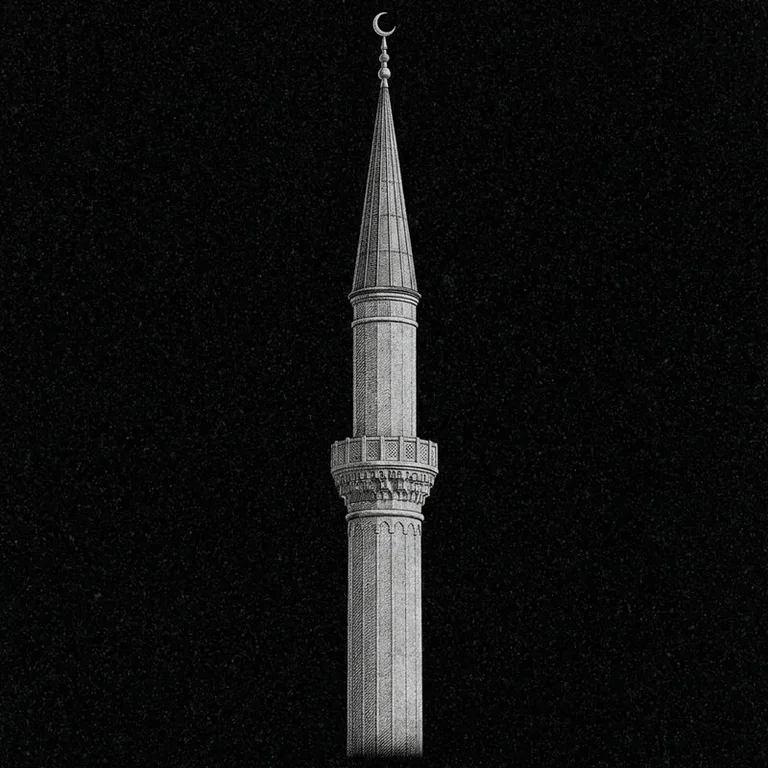 Эскиз: Минарет (фотореализм) — одиночный минарет с полумесяцем в Ижевске