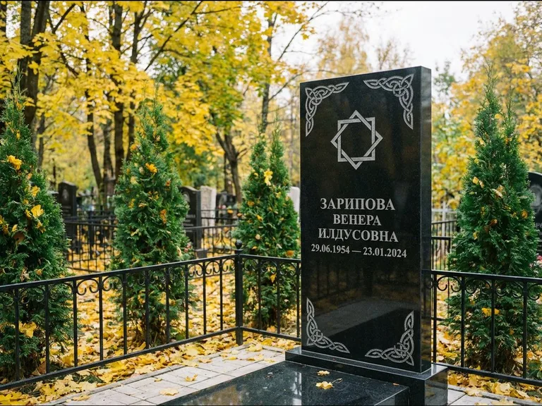 Мусульманский памятник — руб аль-хизб с восточной плетёнкой, работа «Зарипова» в Ижевске