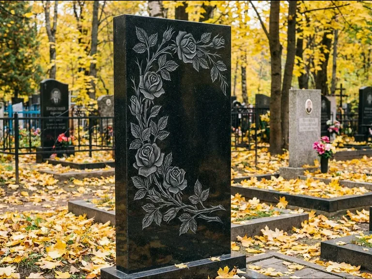 Цветы и орнамент — гравировка с выездом на кладбище в Ижевске