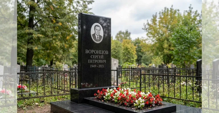 Мраморный памятник, Пример гранитного памятника работы мастерской «Мастер Каменев»