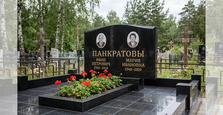 Памятник с оградой, Памятники мастерской «Мастер Каменев» на кладбищах Белгорода