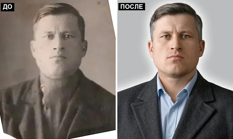 Ретушь фото на памятник — замена одежды: до и после в Ижевске