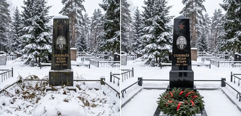 Уборка старого памятника до и после в Ижевске
