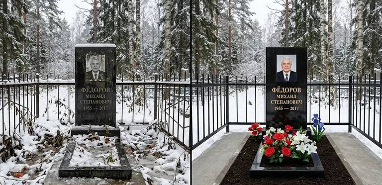 Диптих №20: тротуарная плитка вокруг памятника отмыта аппаратом высокого давления в Ижевске