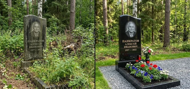 Диптих №16: премиум-мрамор с резным крестом — отполирован верх, вымыт цоколь в Ижевске