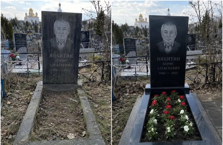 Диптих №3: покраска оградки и прополка цветника с тюльпанами — до и после в Ижевске