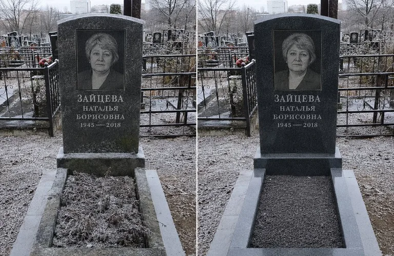 Диптих №10: белый мрамор — убраны жёлтые подтёки, восстановлена белизна стелы в Ижевске