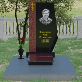 Вертикальный гранитный православный памятник для одного - П008
