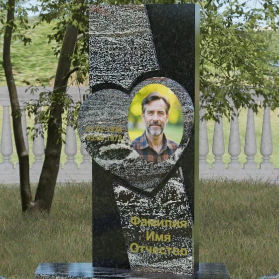 Вертикальный гранитный памятник на одного во Владивостоке, гранит амфиболит