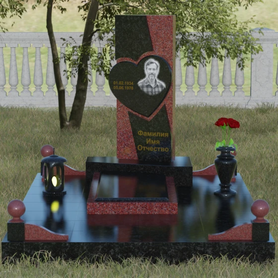 Вертикальный гранитный памятник на одного во Владивостоке, гранит Габбро-диабаз, вид 2