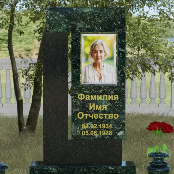 Комбинированный светский памятник вертикальный в Рязани, гранит Блю Перл