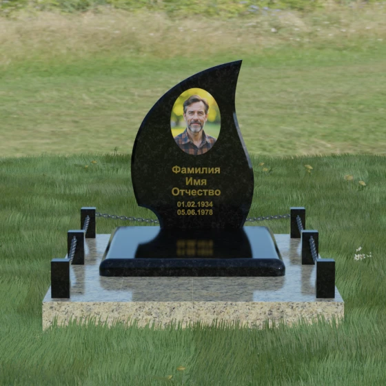 Гранитный памятник для одного в Ставрополе, гранит Габбро-диабаз, вид 2