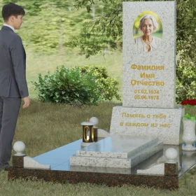 Вертикальный комбинированный памятник без креста - П069