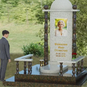 Светский комбинированный вертикальный памятник для одного - П072