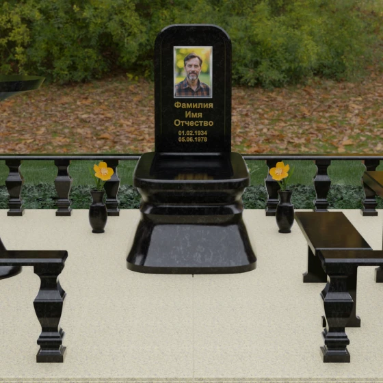 Гранитный мемориал со скругленной стелой, гранит Габбро-диабаз, в Якутске