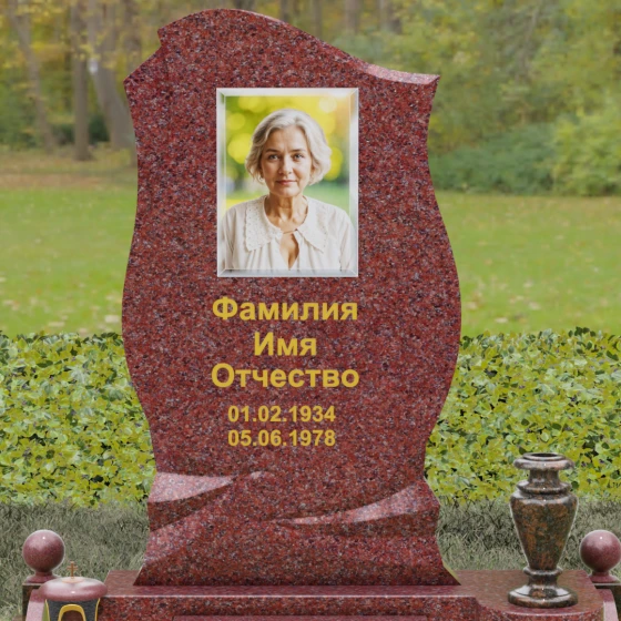 Светский гранитный памятник для одного в Норильске, гранит Лезниковский