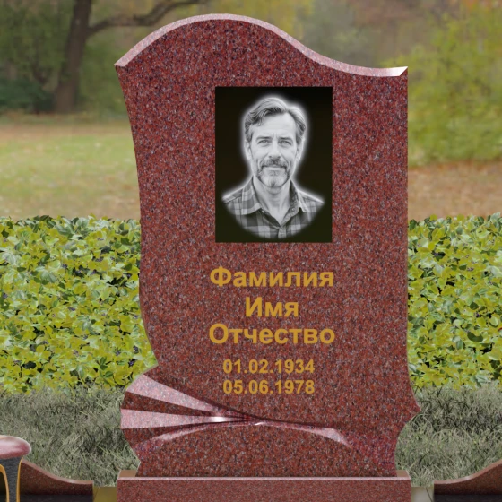 Светский вертикальный гранитный памятник для одного в Новокузнецке, гранит Лезниковский