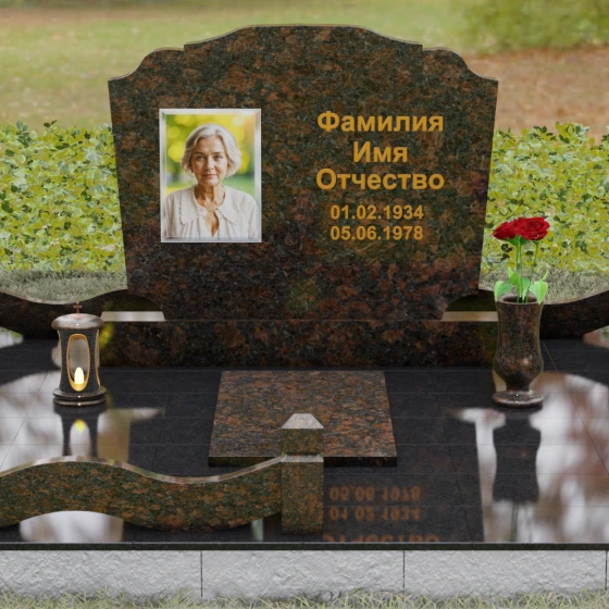 Светский гранитный горизонтальный памятник в Ставрополе, гранит Дымовский, вид 2